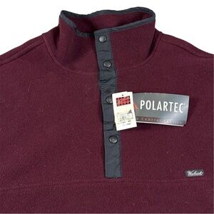 SOLD***Vintage Woolrich Polartec Fleece Snap Pullover Sweatshirt Maroon Mens